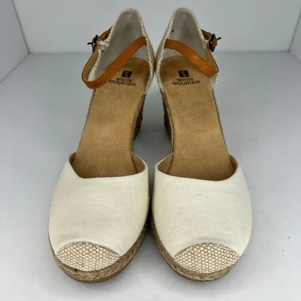 White Mountain W13809 Mamba Womens Beige High Heel Wedge Sandals Size 10M